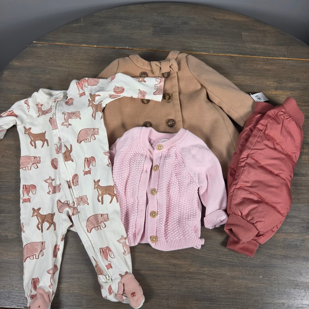 Baby Gap Carter's Old Navy Baby Girl 0-6M Clothing Lot Coat Sleeper Pink